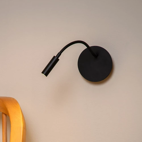 Lucide JOLIJN - wiederaufladbare Bettlampe / Wandleuchte - Akku/Batterie - Ø 11 cm - LED - 1x2W 3000K - Magnetisch - Schwarz - Atmosphäre 1